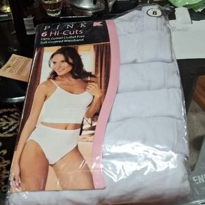 PINK  Women's White Hi-Cut Briefs - 6 Pack